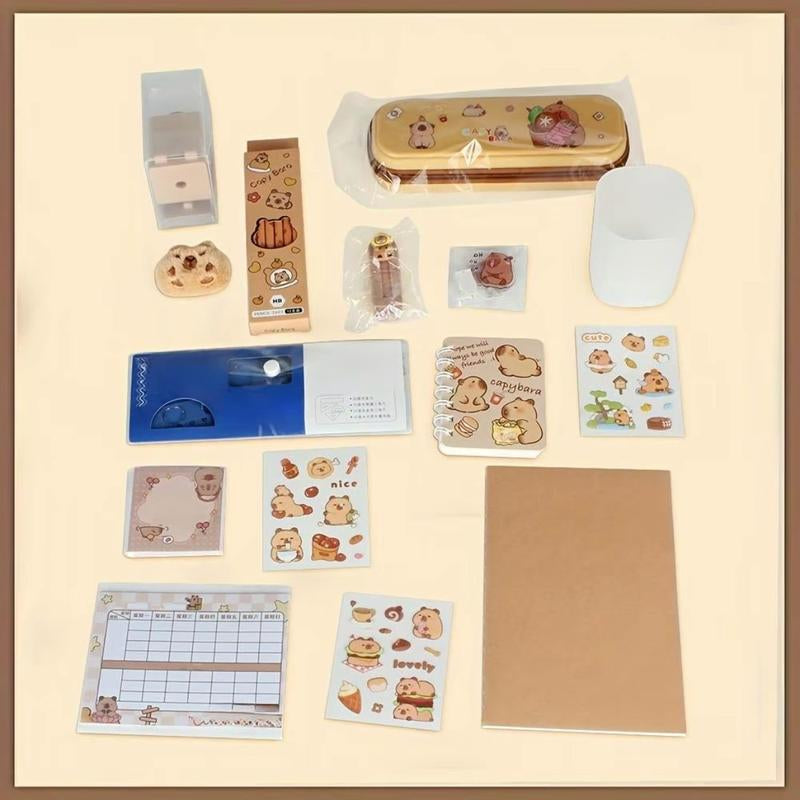 Cartoon Capybara Stationery Gift Box - 1 Set Cute Random Color School Supplies, Perfect Present for Friends & Students Pen Bag