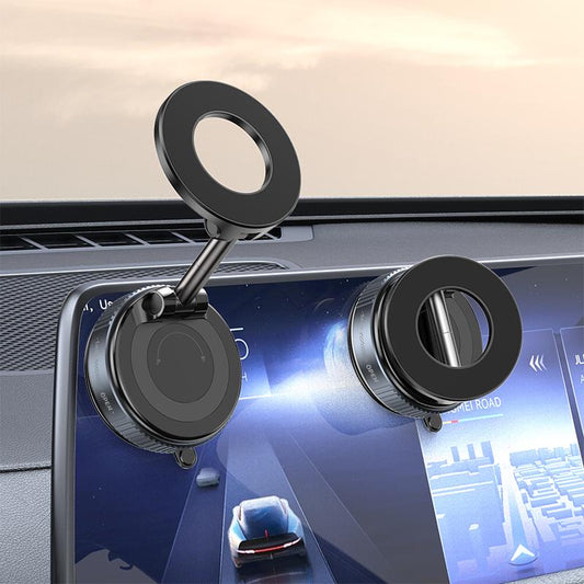 Magnetic Phone Mount, Suction Car Phone Holder, Vacuum Phone Mount with One-Step Lock, Compact & Stable Design for Car Accessories