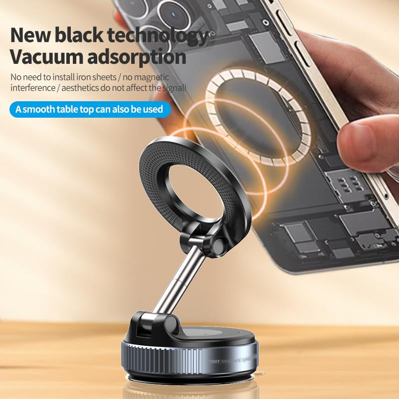 Magnetic Phone Mount, Suction Car Phone Holder, Vacuum Phone Mount with One-Step Lock, Compact & Stable Design for Car Accessories