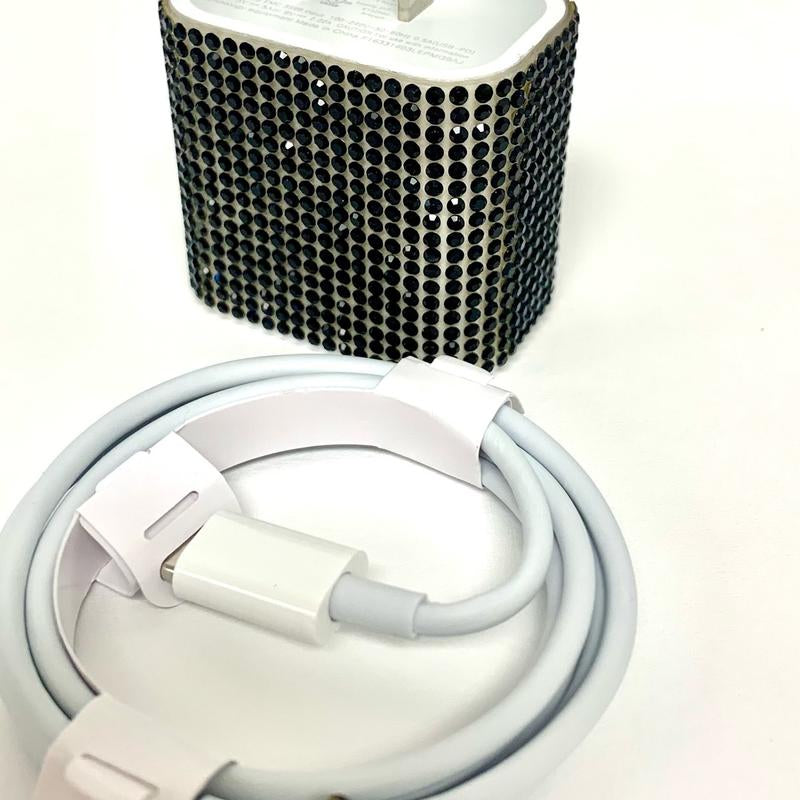 Blinged Out Lightening Cable and Charging Block Charger Usb Smartphone Mobile Electronic Cellphone