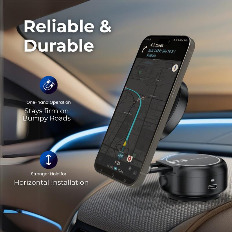 Electronic Vacuum Magnetic Car Phone Holder, Dual-Side Telescopic Adjustment,Folding,Metal, Smartphone Accessories Mount