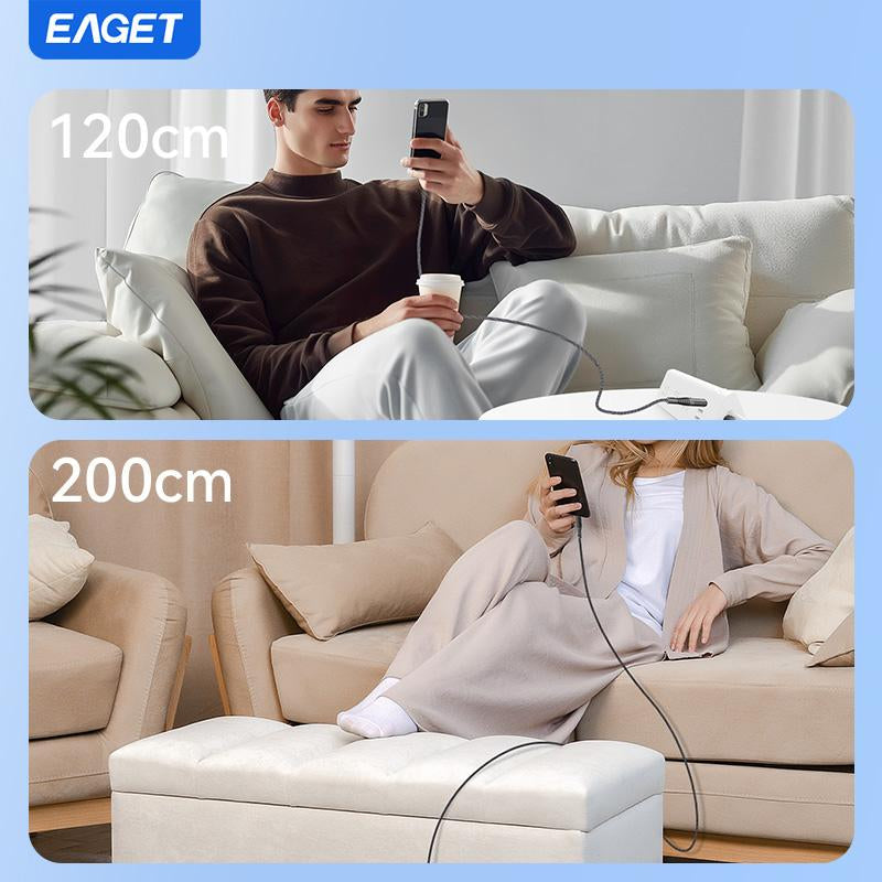 EAGET 66W Fast Charging USB-C Data Cable,Intelligent Digital Display Phone Charging Cable,Wear-Resistant Nylon Braided Durable Data Cable ,For Ip 12/13/14/15/16& Samsung/Android Cell Phone, Smartphone Accessories,Dealsforyoudays