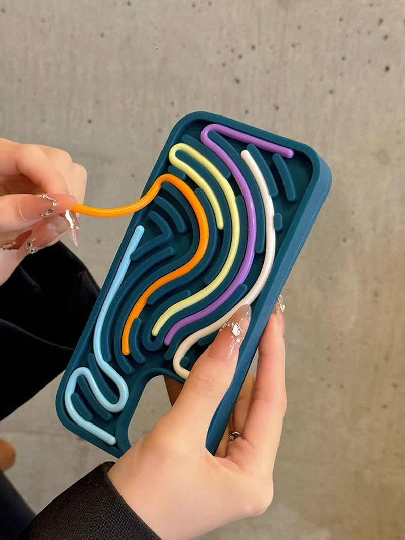 Funny Sensory Activity Board Silicone Decompression Phone Case for Iphone 16 15 14 13 12 11 Pro Max Soft Back Cover