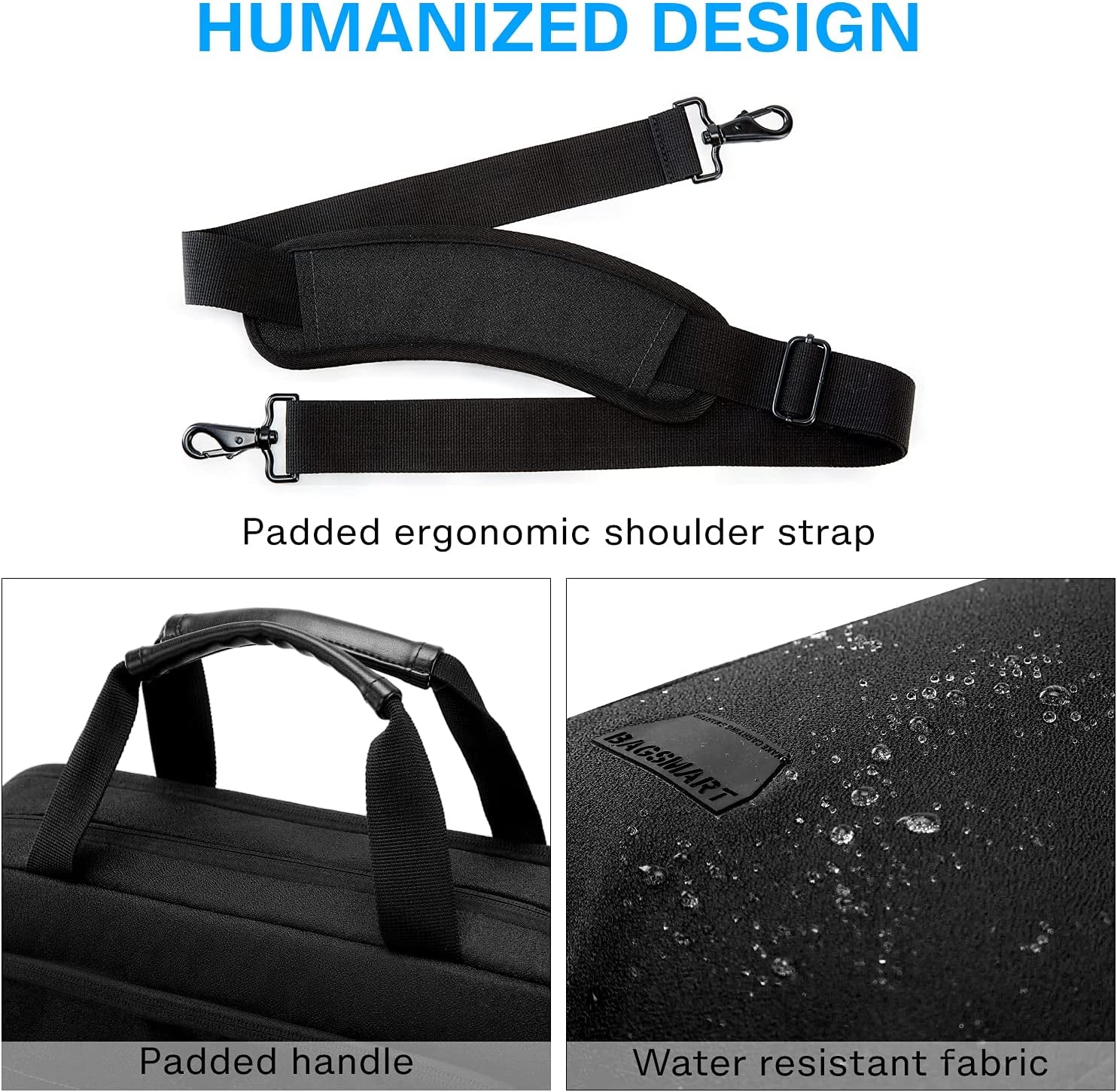 Laptop Bag, 15.6 Inch Briefcase Men, Lockable Computer Bag Work Bag, Water-Repellent Shoulder Messenger Bag Travel Office Business, Black