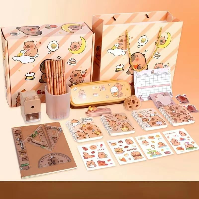 Cartoon Capybara Stationery Gift Box - 1 Set Cute Random Color School Supplies, Perfect Present for Friends & Students Pen Bag