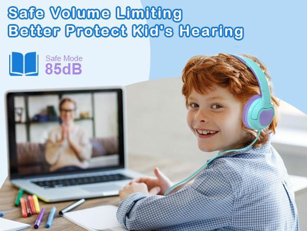 ZIHNIC R2 Wired Kids Headphones, Safe 85Db Volume Limit for Boys & Girls, Comfortable Earpads, Foldable Design for School, Tablets, and Travel-Red Earbuds Headset