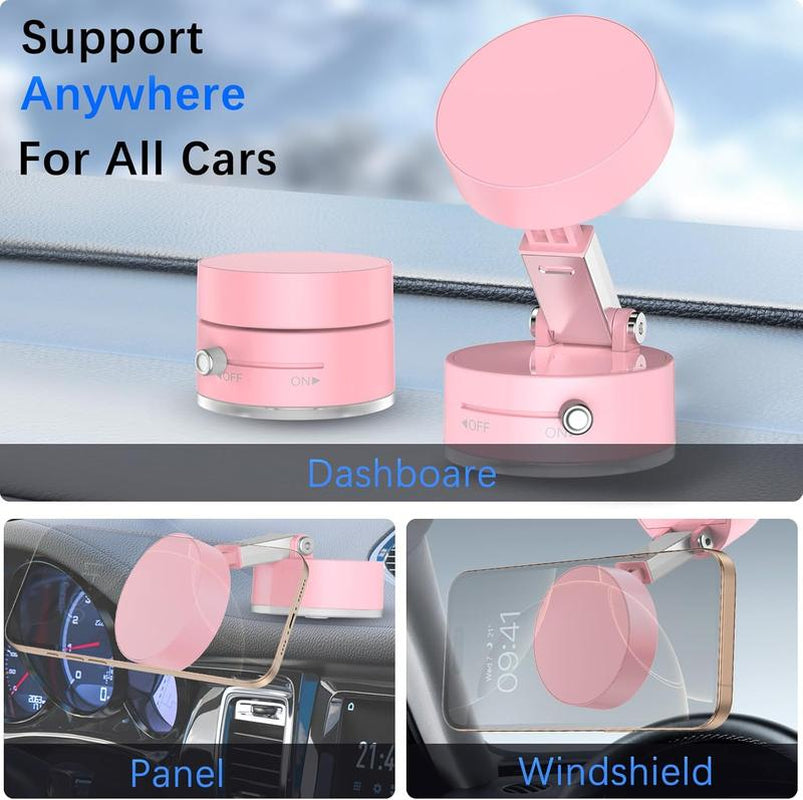 Vacuum Magnetic Suction Phone Holder, 2025 New Magnetic Suction Phone Mount, Foldable Portable Double-Sided Vacuum Magnetic Adsorption Adjustable Mobile Phone Holder for All Phones