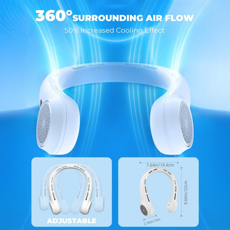 Frsara Neck Fan, Portable Neck Fan with LED Display, 360° Cooling, 3-Speed Adjustment & Whisper-Quiet Operation, Twistable, Rechargeable, Gift for Women Men, Outdoor Indoor as Travel Essential
