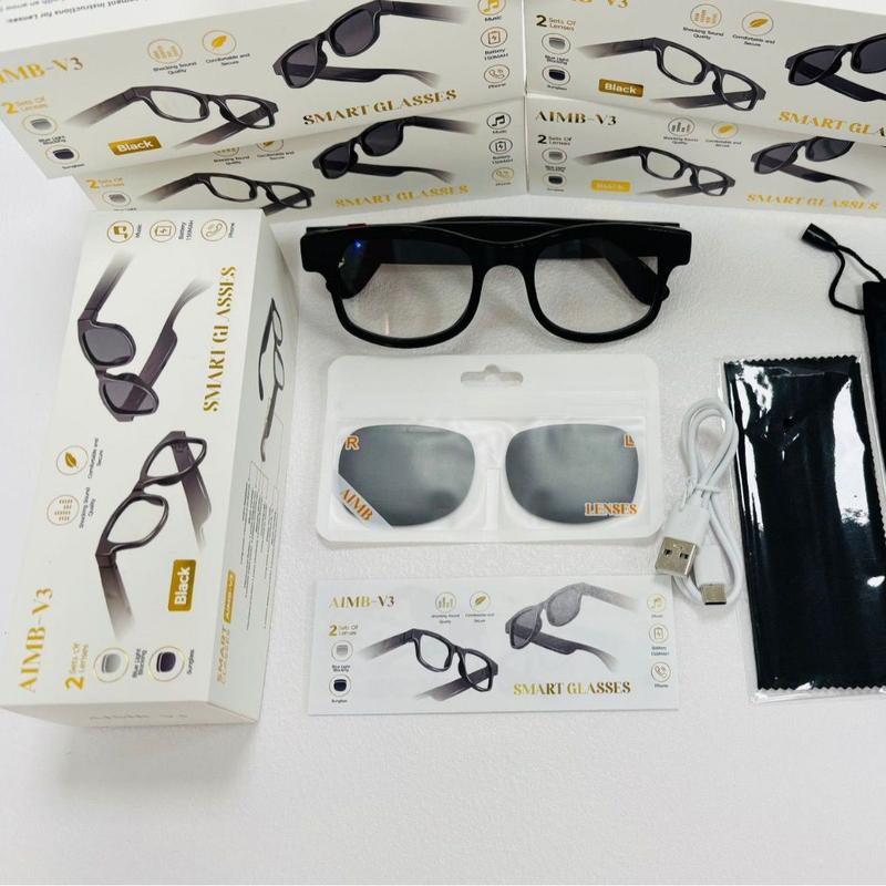 ZECAA New Smart Touch Wireless Bluetooth Audio Headset Glasses Bluetooth Smart Touch Wearable Headset Audio Glasses Smart Audio Sunglass Magnetic Chargeable Black Headphone Glasses Durable Electronic Audio Glass