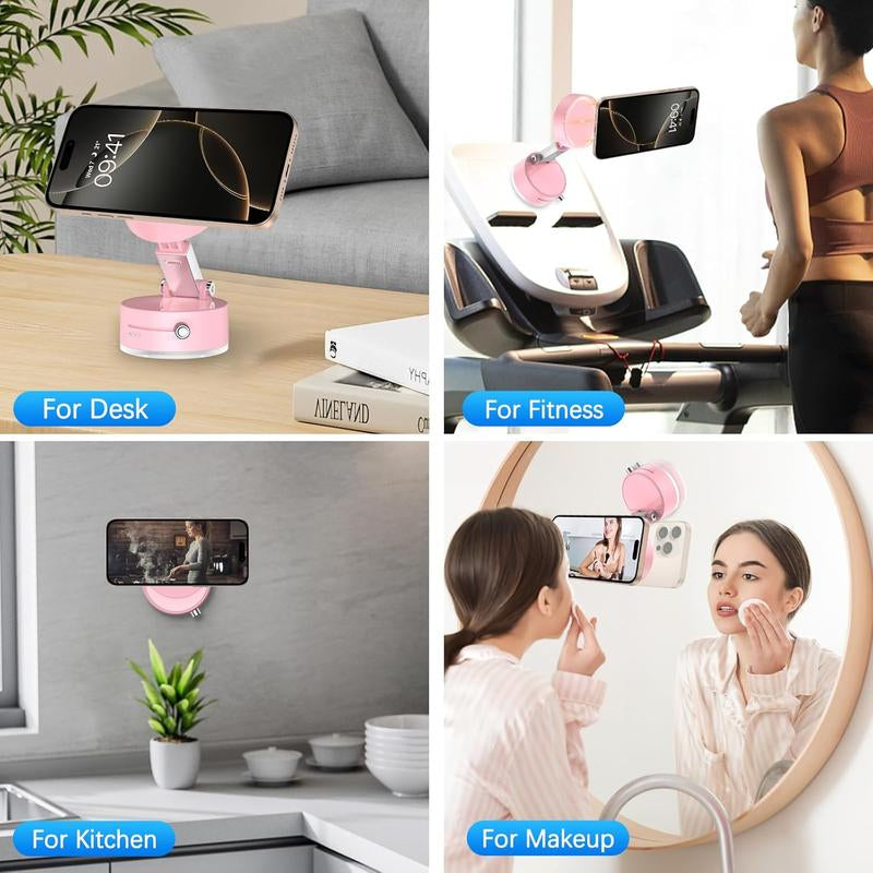 Vacuum Magnetic Suction Phone Holder, 2025 New Magnetic Suction Phone Mount, Foldable Portable Double-Sided Vacuum Magnetic Adsorption Adjustable Mobile Phone Holder for All Phones