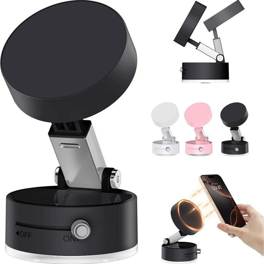 Vacuum Magnetic Suction Phone Holder, 2025 New Magnetic Suction Phone Mount, Foldable Portable Double-Sided Vacuum Magnetic Adsorption Adjustable Mobile Phone Holder for All Phones