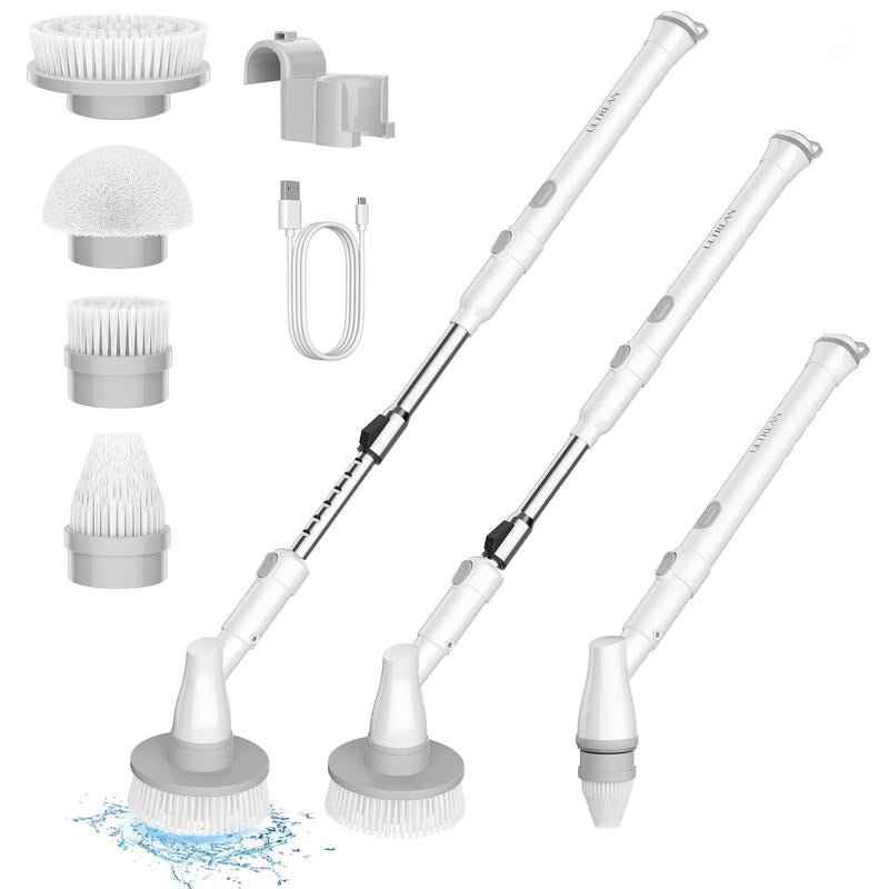 Electric Spin Scrubber, Cordless Shower Scrubber Full-Body IPX7 Waterproof, Electric Cleaning Brush with 4 Replaceable Brush Headsand 3 Adjustable Extension Handle, 2-Speed for Bathroom, Kitchen, Toilet, Window, Pool, Dealsforyoudays
