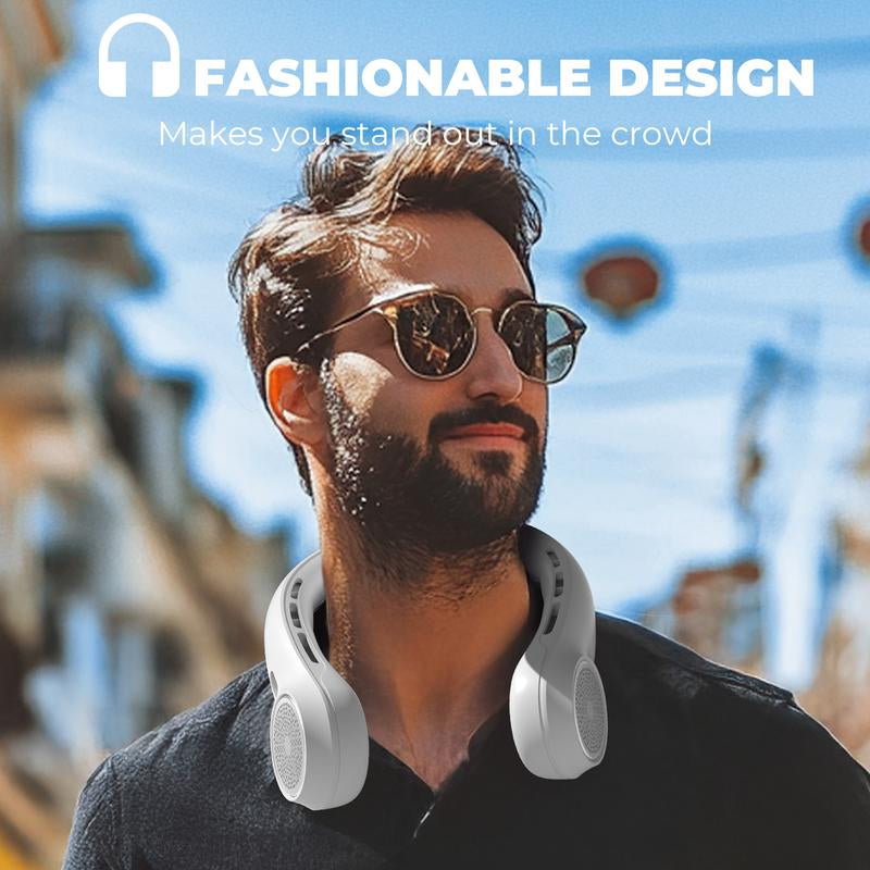 Frsara Neck Fan, Portable Neck Fan with LED Display, 360° Cooling, 3-Speed Adjustment & Whisper-Quiet Operation, Twistable, Rechargeable, Gift for Women Men, Outdoor Indoor as Travel Essential